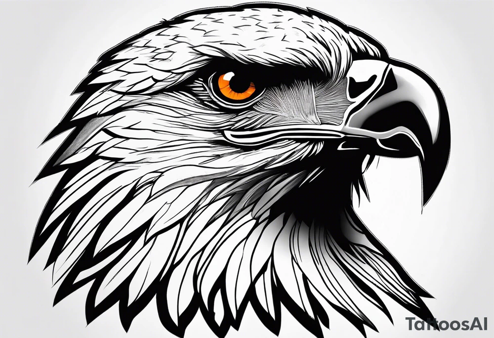 powerful eagle head with orange tone tattoo idea