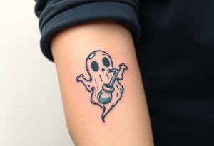 Cute ghost smoking a bong tattoo idea