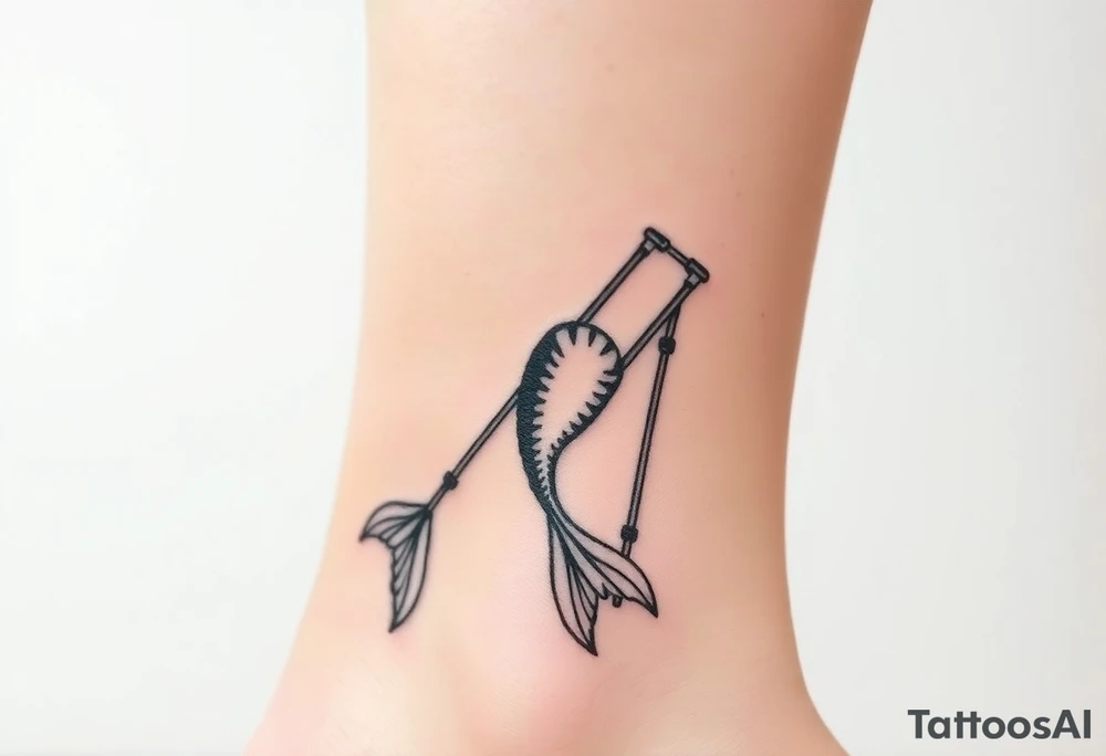 Mermaid tail with crutches tattoo idea