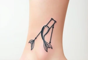 Mermaid tail with crutches tattoo idea