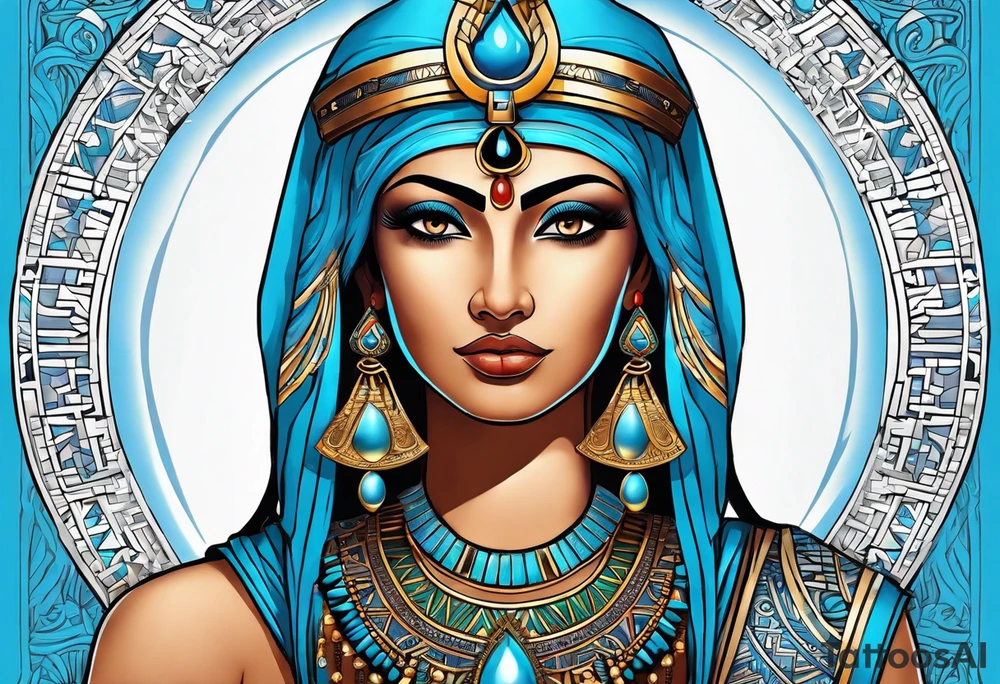 Isis egypt god, light blue tattoo idea