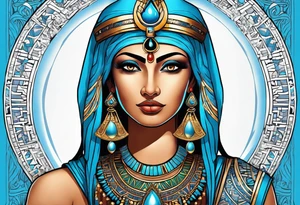 Isis egypt god, light blue tattoo idea