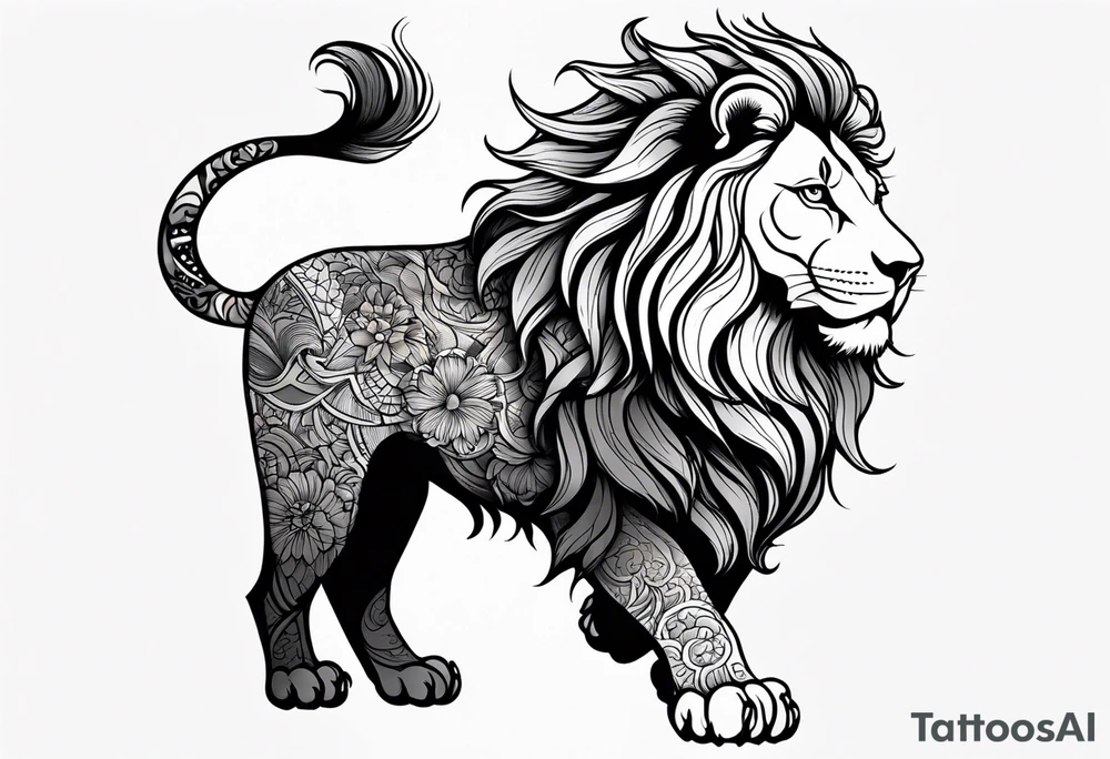 powerful majestic lion, close-up tattoo idea