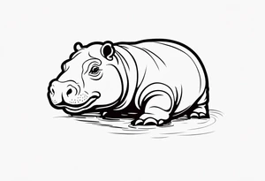 Baby hippo playful face tattoo idea