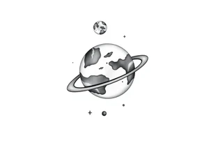 Cute cartoony planets tattoo idea