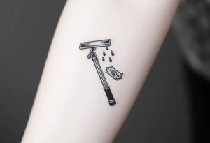 Barber pole  Razor with raining  money tattoo idea