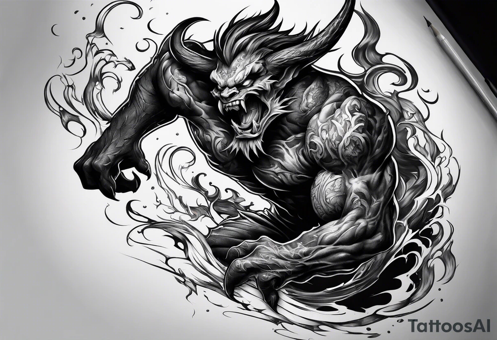 Demon attacking a boy tattoo idea
