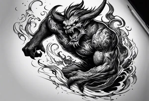 Demon attacking a boy tattoo idea