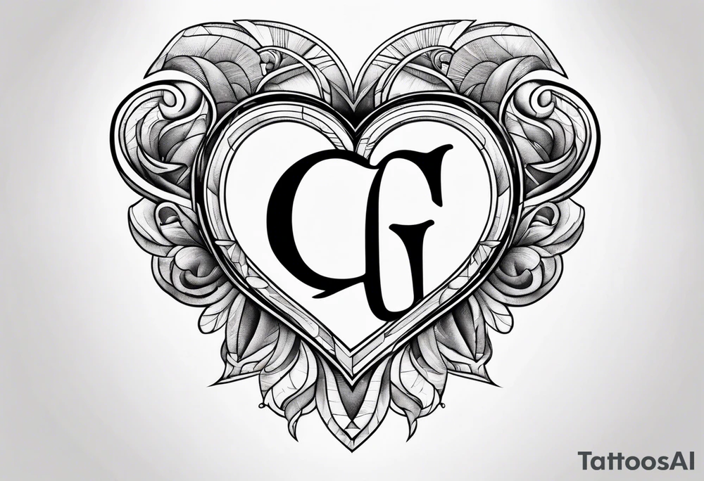 heart with a letter g tattoo idea