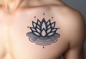 serene lotus flower emerging from sacred waters with ripples tattoo idea