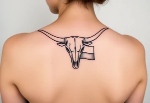 Longhorn skull Sideways with Texas flag shoulder tattoo idea