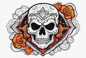 Ghost of skull that is red and orange tattoo idea