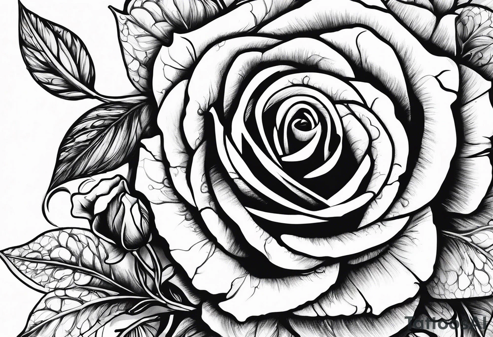 Metallic vines and roses with a crying face tattoo idea