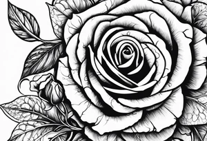 Metallic vines and roses with a crying face tattoo idea
