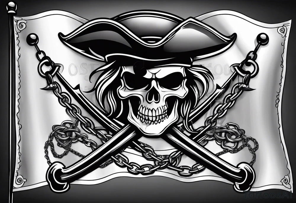 Pirate flag with chains and a baseball hat tattoo idea