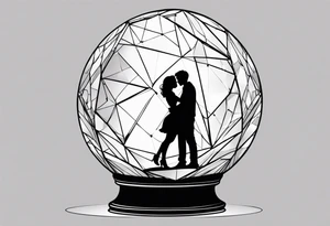 silhouette of a couple hugging in a crystal ball tattoo idea