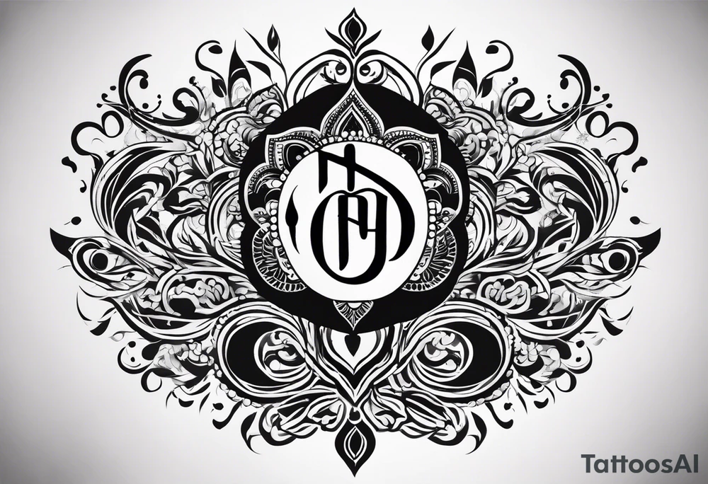 Tattoo ਨਿਰਭਉ ਨਿਰਵੈਰ written in Gurmukhi written text. Add fire and heart to symbolize strength and love tattoo idea