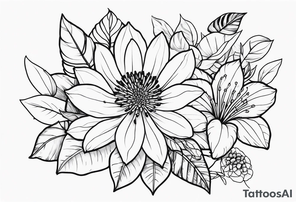 Jungle flowers tattoo idea