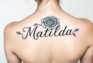 The name ‘Matilda’ in a rose tattoo idea
