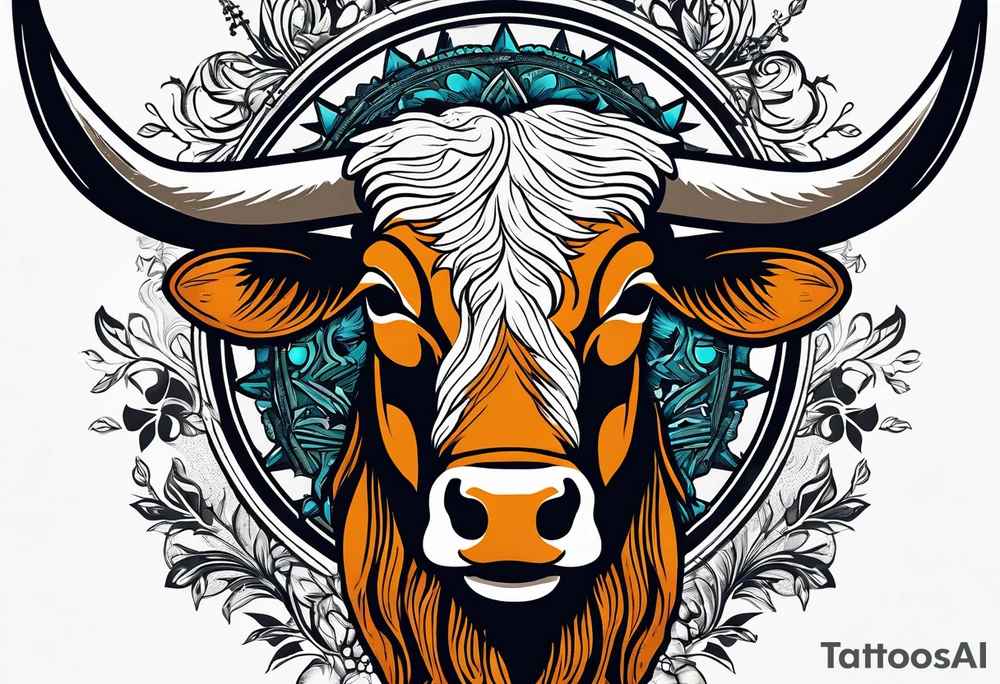 cybersigilism mean Longhorn with state of texas behind it 
With “512” on top of head tattoo idea