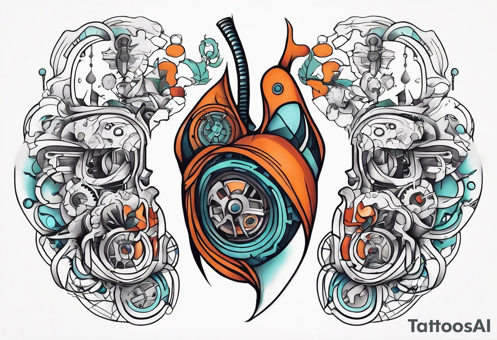 Biomechanical lung and dad tattoo idea