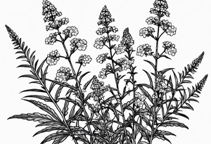 Generate a picture of Vervain (Verbena) flowers with small leaves around them. tattoo idea
