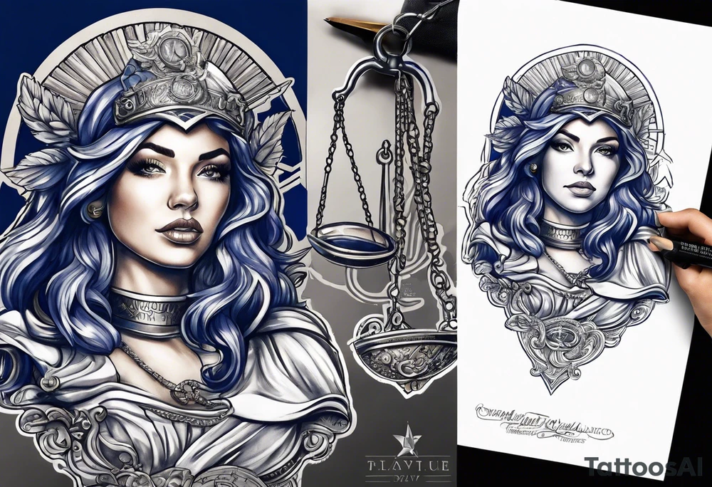 Navy diver lady justice family lawyer tattoo idea