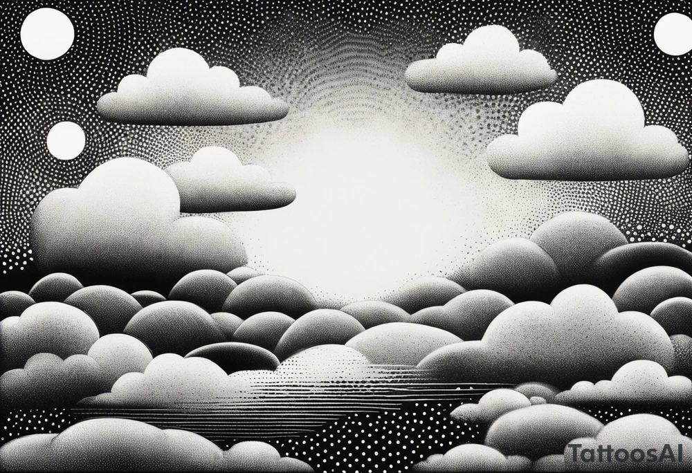 Geometric clouds tattoo idea