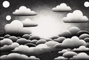 Geometric clouds tattoo idea