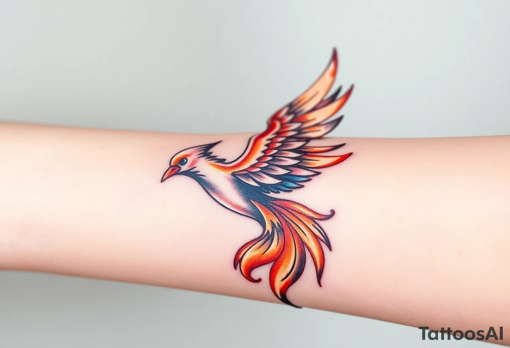 Phoenix with blazing flames tattoo idea