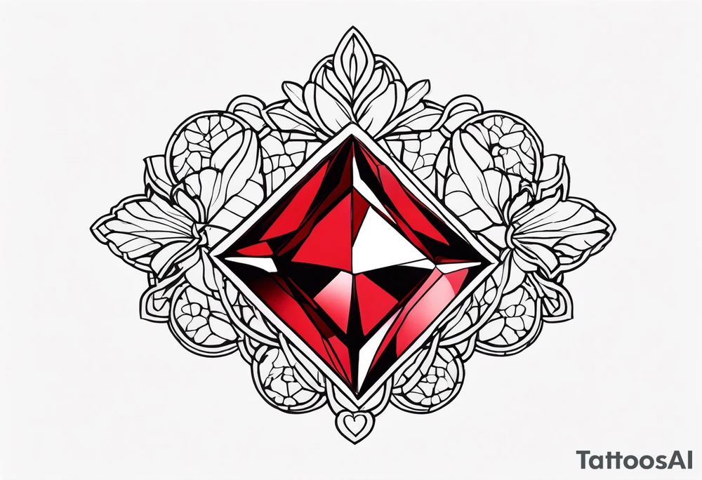 Ruby red small jewel tattoo idea