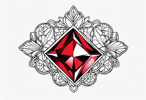 Ruby red small jewel tattoo idea