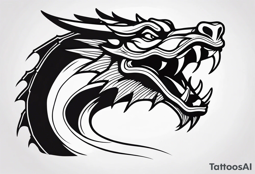 Simple Dragon with dumbbell mouth tattoo idea