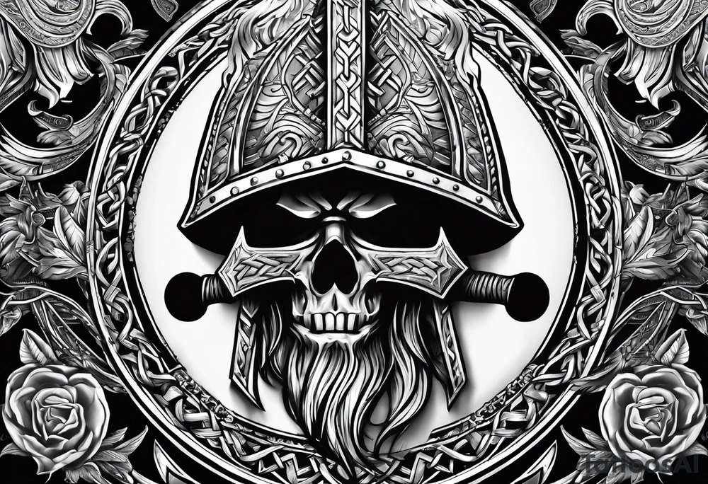 Valhalla sword shield axe Valknut chains tattoo idea Valhalla sword shield axe Valknut chains tattoo idea