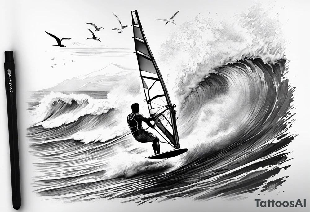 Windsurfer im Meer tattoo idea