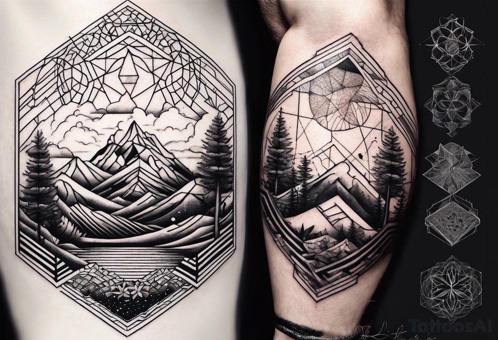 tattoo fine line, contendo árvore da vida, símbolos geométricos, textos em latim sobre força e coragem, DNA,  no ante braço masculino tattoo idea