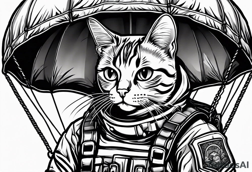 parachuting cat tattoo idea