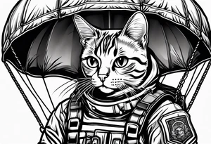 parachuting cat tattoo idea