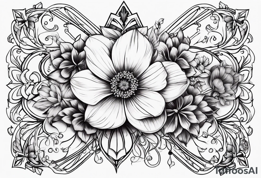 ornaments of flowers tattoo idea