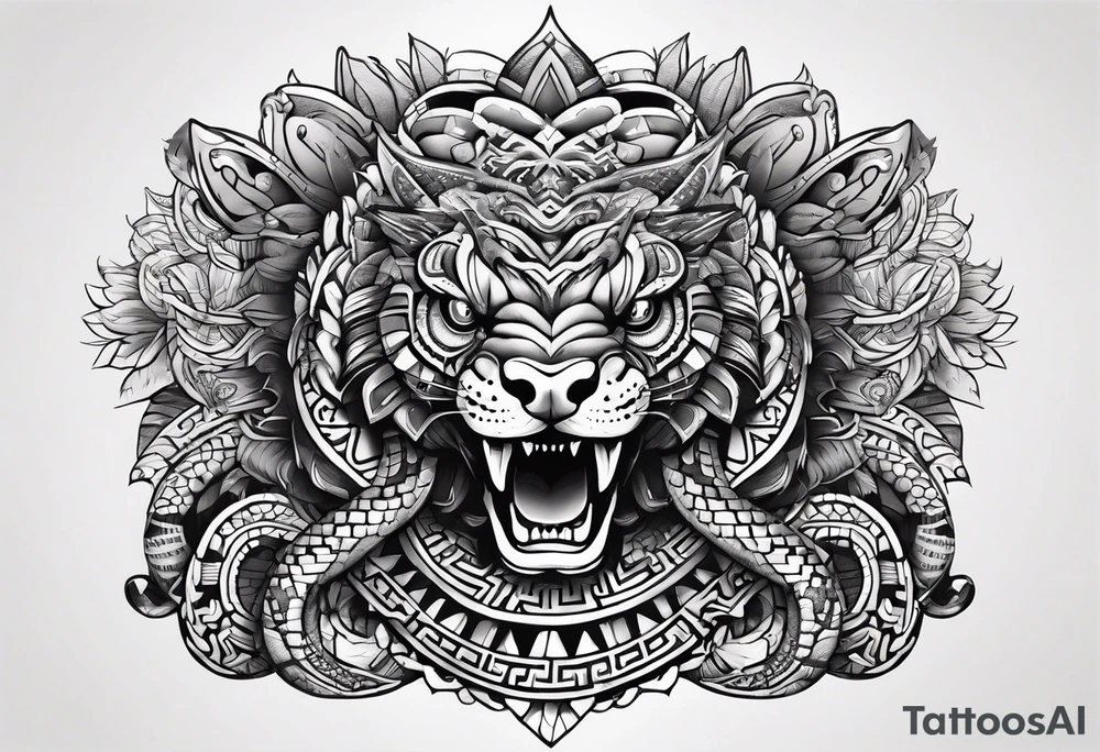 aztec snake sleeve tattoo idea