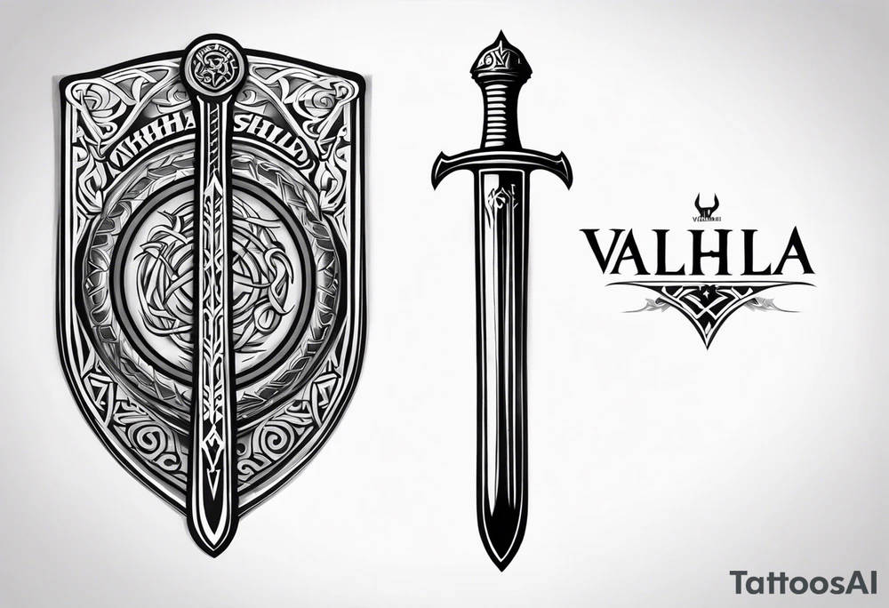 Valhalla viking 
Sword shield tattoo idea