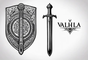 Valhalla viking 
Sword shield tattoo idea