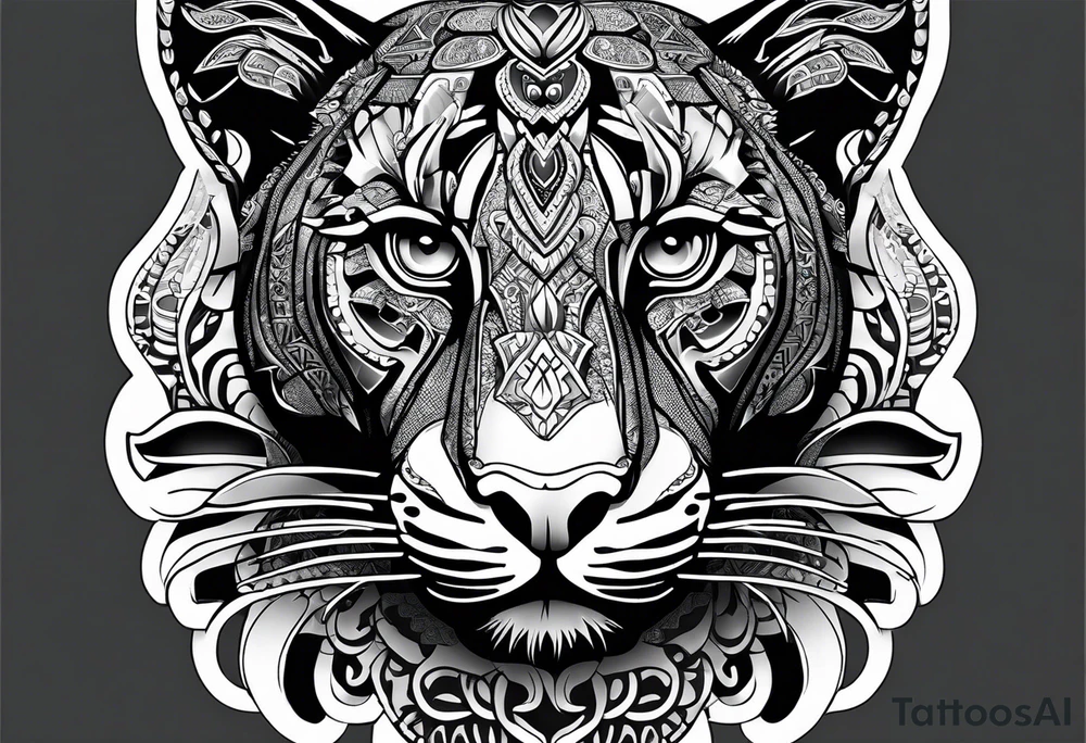 aztec black jaguar with snake tattoo idea