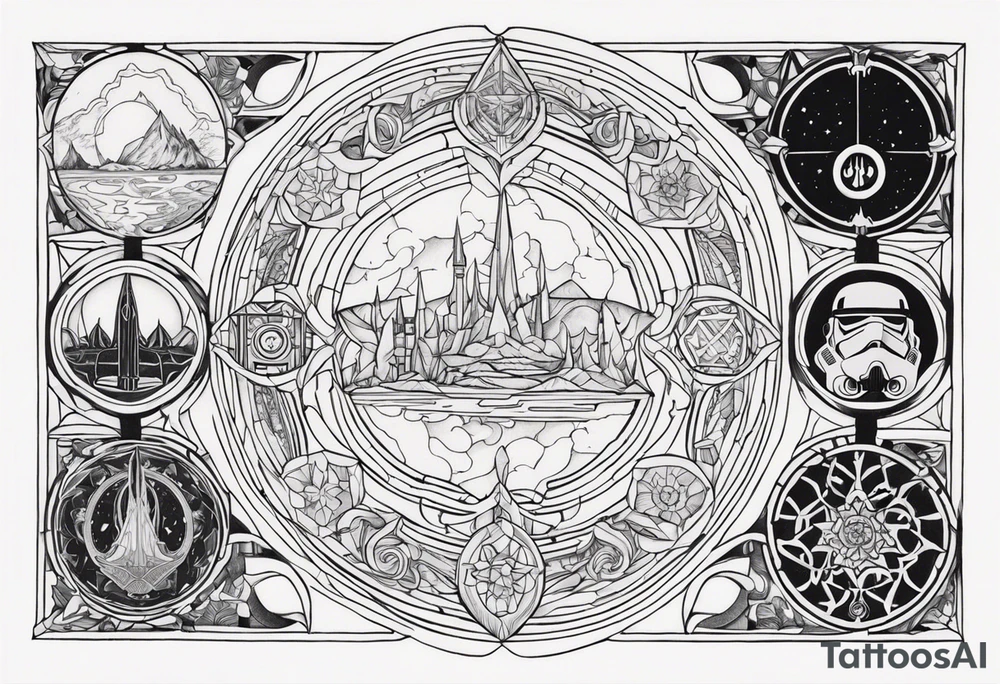 Lord of the rings, star wars, doctor who tattoo idea