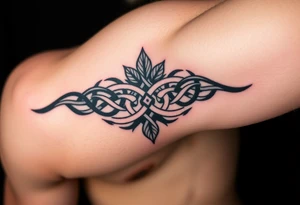 Celtic knot band combined with nature tattoo idea