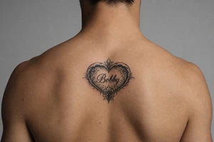 Heart cute adorable beautiful girly preppy heart tattoos with women boyfriends name that is named Bobby tattoo idea