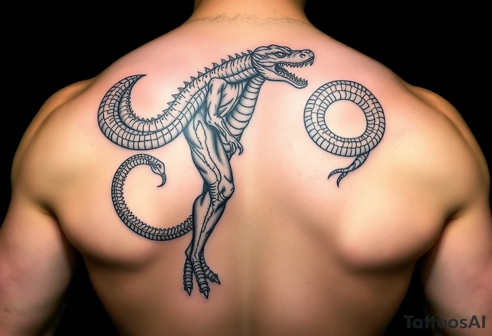 A giant walking with a snake tattoo idea