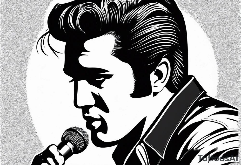 Elvis las Vegas with a microphone minimalistic tattoo idea
