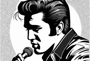 Elvis las Vegas with a microphone minimalistic tattoo idea