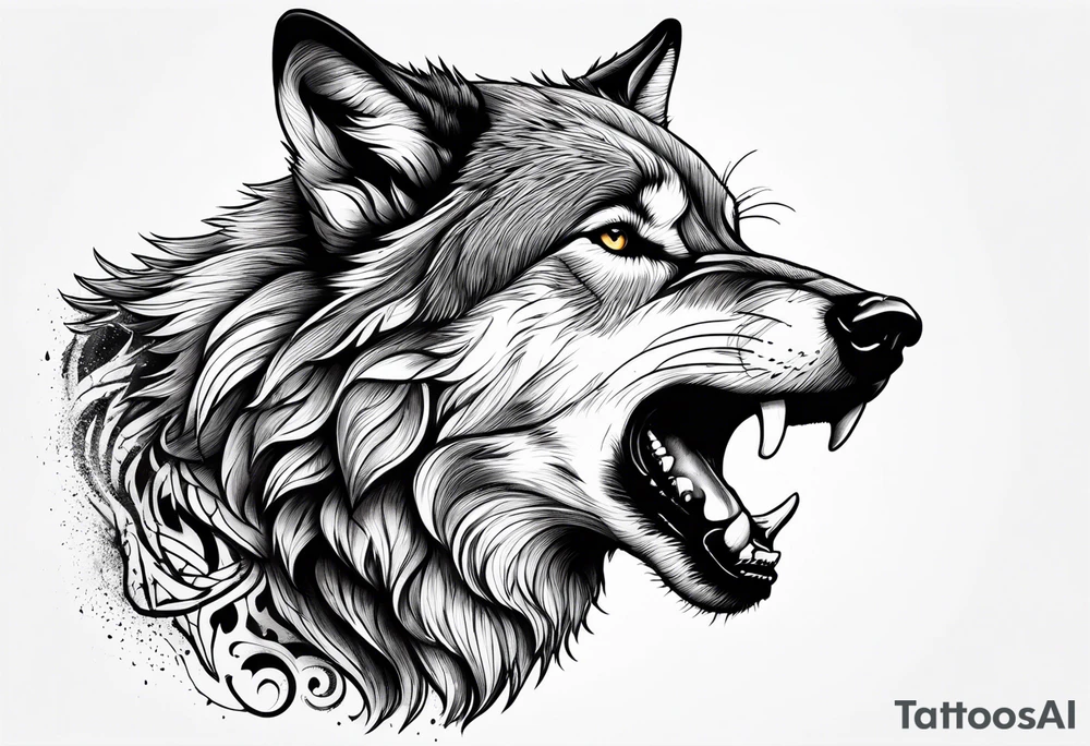 Wolf howling tattoo idea